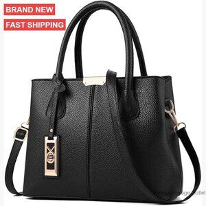 Medium PU Leather Satchel Tote with Detachable Shoulder Strap
